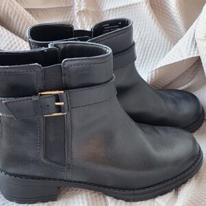 Cole Haan Black Ankle Booties with Gold Buckle